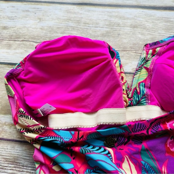 Nanette Strapless Pink Floral Swimsuit S - Picture 7 of 8